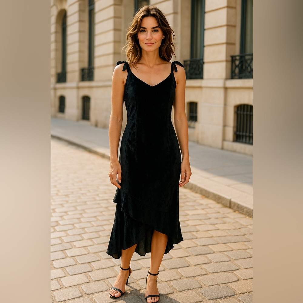 Evan Picone Black Asymmetrical Dress